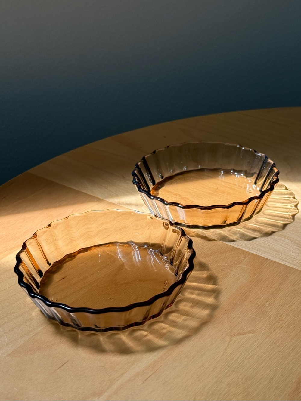 Set of 2 Vintage 4.25" Smoky Glass Tart Dishes by Arcopal France